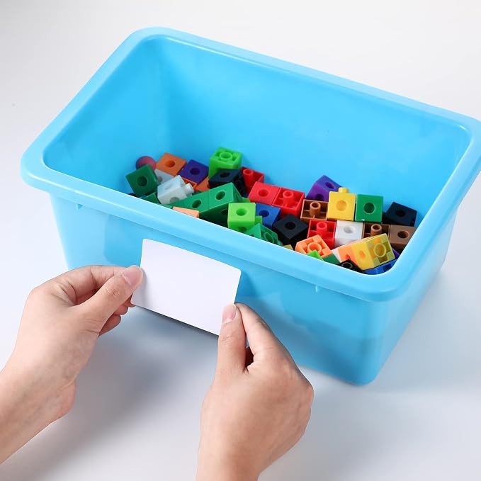 Zonon 12 Pcs Plastic Cubby Bins Office Storage Container Storage Bins Plastic Organization with 1 Pack Self Adhesive Label for Library Office Home Nursery(Cute Colors) - Image 7