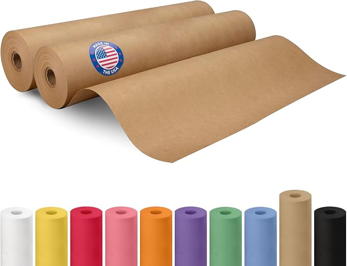 Brown Paper Roll 18" x 1800" (150 feet), Pack of 2 - USA-Made Brown Craft Wrapping Paper 50lb Thickness for Packing, Moving, Shipping & Crafts/Arts - 100% Recycled Natural Material by IDL Packaging by IDLPackaging