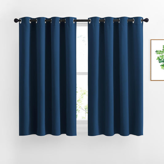 NICETOWN Blackout Curtains and Drapes for Kitchen - Thermal Insulated Solid Grommet Top Blackout Panels/Draperies for Kid's Room (1 Pair, 52 x 54 inches in Moroccan Blue)