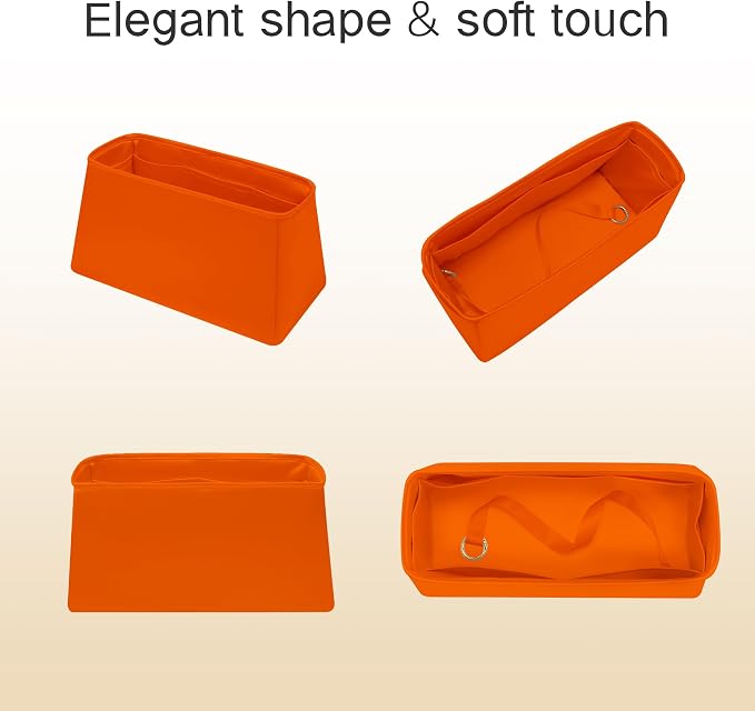 Fits for Brikin Bag Insert Organizer For Hermes(25 S,Orange) | Premium Silk Material,Smooth Touch,Lightweight,zipper,protect from scratches & stains,multiple pockets,keychain,waterproof - Image 9