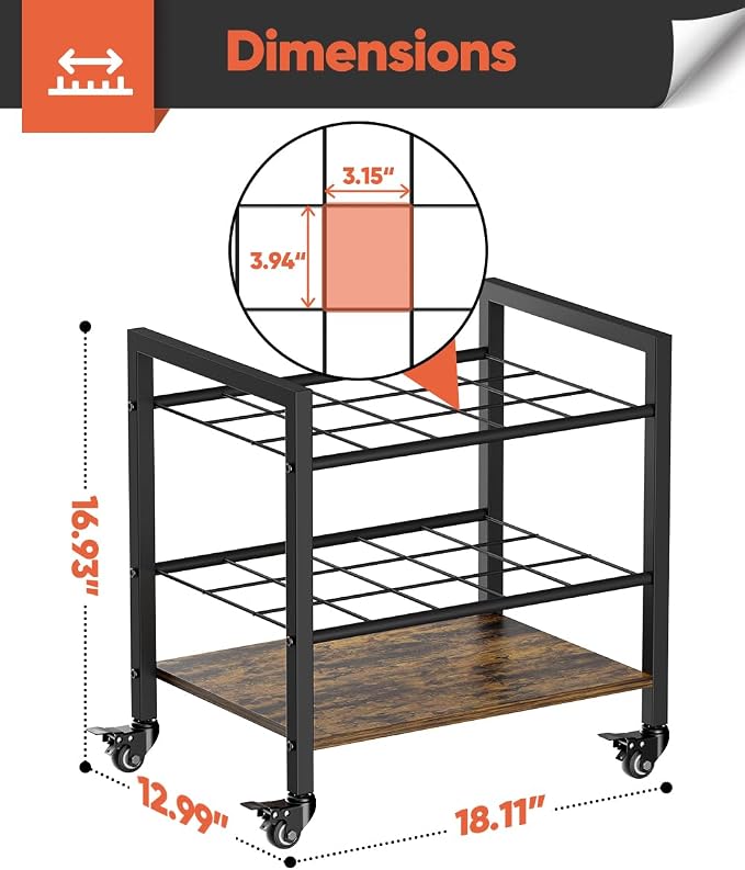 Blueprint Storage Rack Cart, 15 Slots Metal Rolling File Holder with Wheels & Adjustable Pads, Mobile Gift Wrapping Paper Organizer for Maps/Posters/Architectural Construction Plans, Black - Image 2