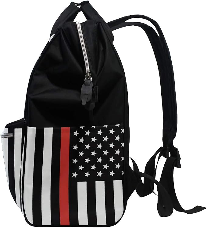 Large Capacity Baby Diaper Bag American Honoring Firefighter Flags Durable Multi Function Travel Backpack - Image 4