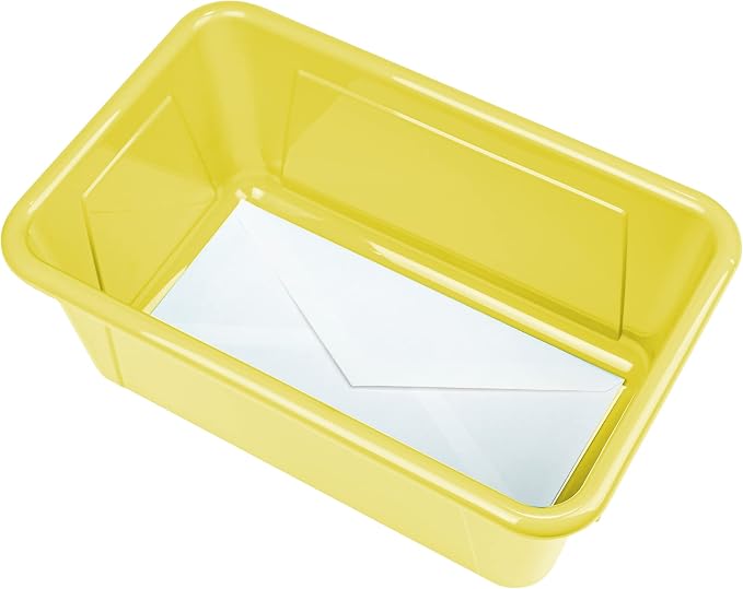 Storex Small Cubby Bins, Pack of 5, 12.2 x 7.8 x 5.1 Inches, Yellow (62410U05C) - Image 6