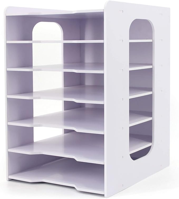 SONGWAY File Organizer for Desk - Desk Organizer for Document, Multifunctional 7 Tier Vertical File Holder, Paper Holder Organizer, Desktop File Organizer for Home Office School Decorations, White by SONGWAY