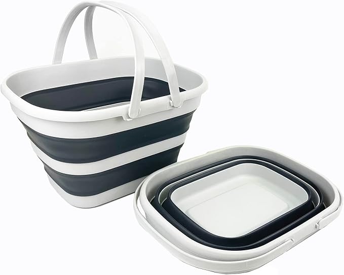 SAMMART Collapsible Tub with Handle 17L (4.5 Gallons) Set of 2 - Portable Picnic Basket/Crate - Foldable Storage Container for Dishes Washing, Camping and Home - Image 8