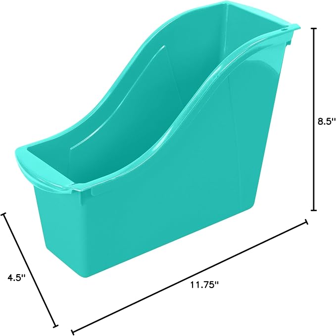 Storex Small Book Bin, Linking Storage Bin, Dry Erase Surface, 11.75" x 8.5" x 4.5" STEM Turquoise (Pack of 6) - Image 15