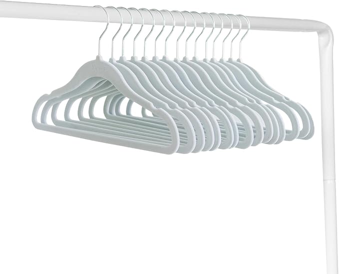 3 Sprouts Velvet Baby Hangers, Non Slip Slim, Blueberry Blue, 30 Pack | Non-slip velvet, Notched shoulders, 360-degree swivel hook, 11.75 x 8 in, Infant and toddler clothes, Soft colors for nursery - Image 4