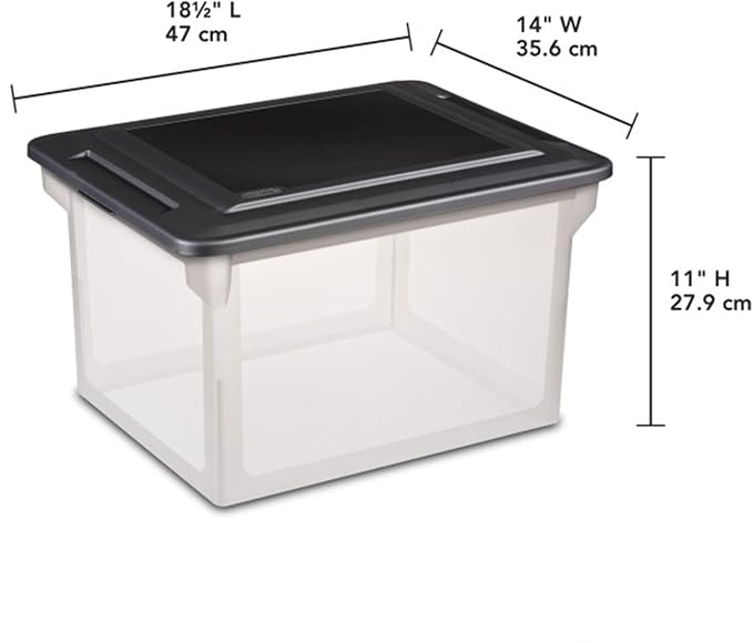 Sterilite File Box Tote with Lids for Letter and Legal Folders, 12-Pack | Stackable Plastic Document Storage and Paper Organizer for Home, Office, Desk, and Dorm Organization - Image 3