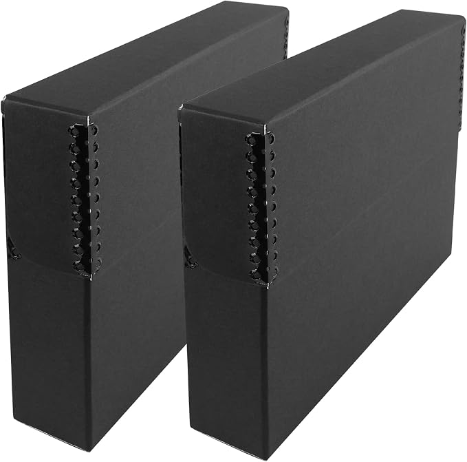 Lineco Archival Document Storage Box, Black, 15.5" x 10.5" x 2.5" | Legal-Sized, Metal Edge, Acid-Free Boxboard Case, Organize Files, Prints, Photos, Pack of 2 by Lineco