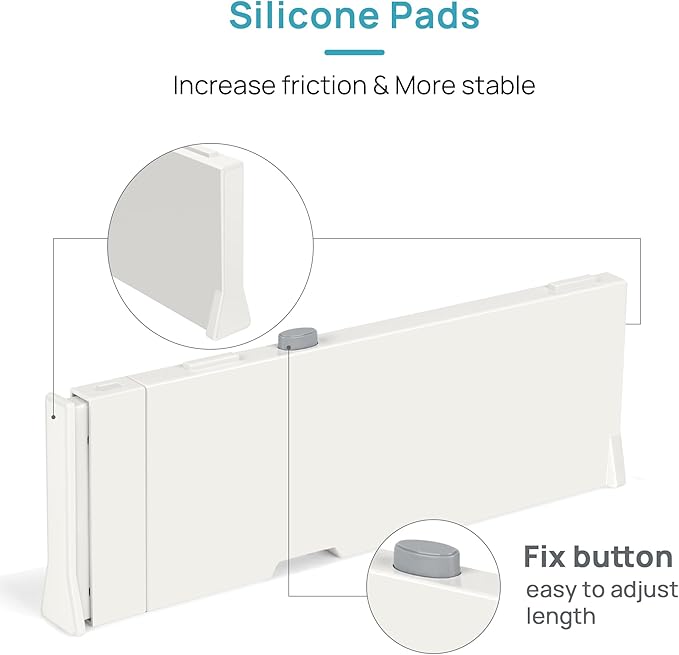 Vtopmart 4" High Drawer Dividers for Clothes, 11.3"-17" Expandable, 4 Pack | Adjustable Drawer Organizer, Dresser Clothes Separator, Baby Clothing Storage, Kitchen & Office Organization, Space Saving - Image 9