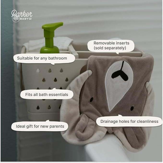Parker Baby Co. Quick-Dry Bath Caddy Organizer with Handle - Snow, Regular | BPA-free, food-grade shower caddy & bath organizer that stores toys and bath supplies in a sturdy, easy-carry handle design - Image 6