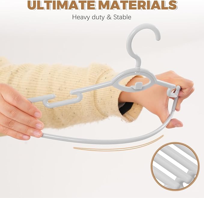 Heavy Duty Plastic Hangers 50 Pack, Stackable Space Saving, Grey - Image 4