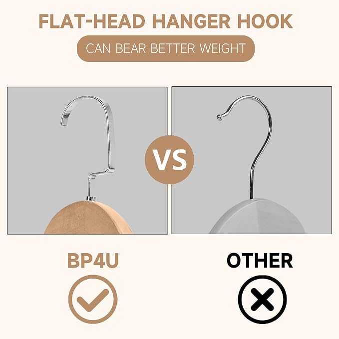 Wide Shoulder Wooden Hangers with Locking Bar, Natural Wood, 12-Pack | Non-Slip Suit Hangers with Flat-Head Hook for Suits, Jackets, Coats, Shirts, Outerwear and Heavy Clothes - Image 3