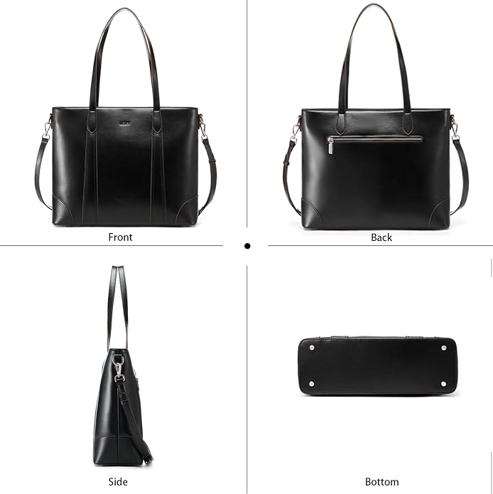 Genuine Leather Tote Bag for Women, Large Tote Purses with Zipper | Large capacity and multiple pockets, Quality leather with adjustable strap, Vintage design for work or travel - Image 6