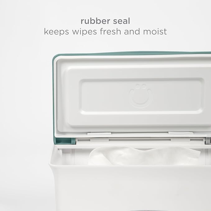 Ubbi Baby Wipes Dispenser with Weighted Plate, Open Water | Rubber Seal Keeps Wipes Fresh, Non-Skid Feet, Holds Standard Pack of Wipes, Baby Changing Station Essential - Image 4