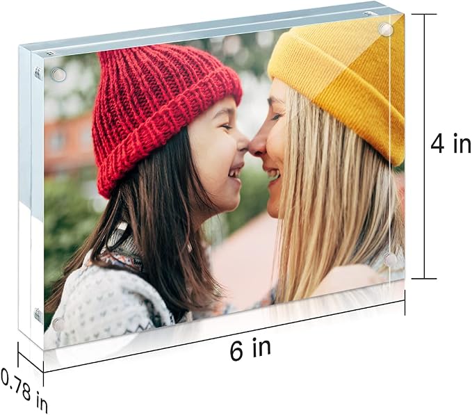 ILYXY 2 Pack Acrylic Frame 4x6, 20% Thicker, 20mm Thick Frameless Clear Picture Frame, Double Sided Magnetic Photo Frame, Free Standing Desktop Display Stand Acrylic Picture Frames - Image 6