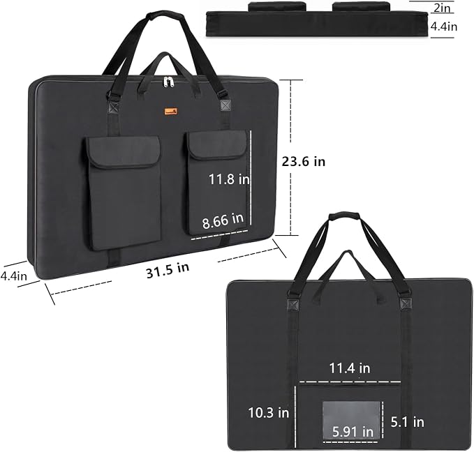 TreochtFUN Portfolio Folder for Artwork, Artist Portfolio Case 23 X 31.5 In | Portfolio Bag A2 with Shoulder Strap, Art Carry Bag for Large Drawing Paper Post Board Supplies (Black) - Image 3