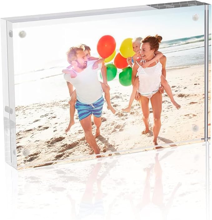 5x7 Acrylic Frame 1 Pack,24MM Thicker Frameless Clear Picture Frames | Freestanding Double Sided Magnetic Picture Frame,Acrylic Picture Frames for Desktop Display with Microfiber Cloth,Gift Ideal by TwingRepublic