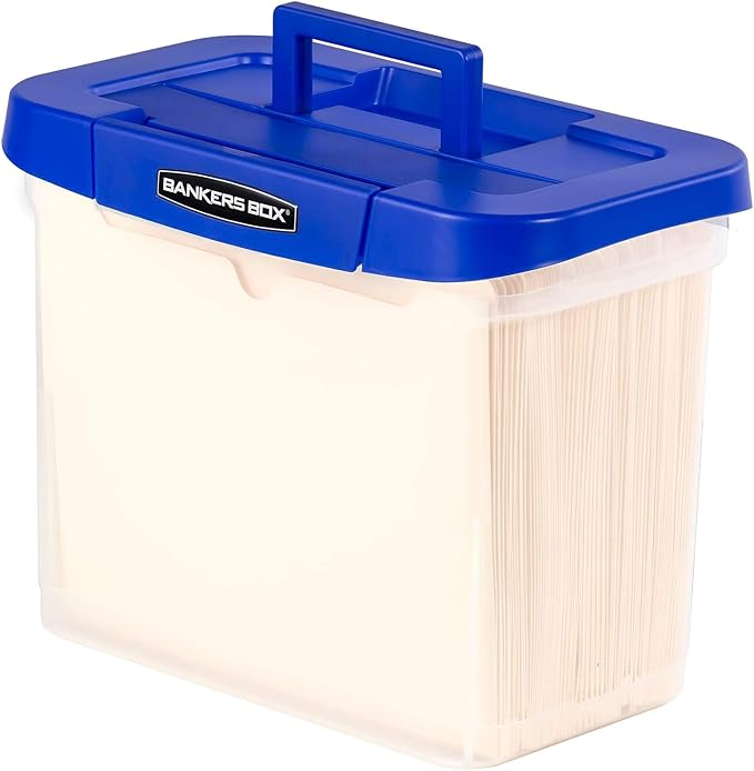 Bankers Box Heavy Duty Portable Plastic File Box with Hanging Rails, Letter, 1 Pack (0086304) by BankersBox