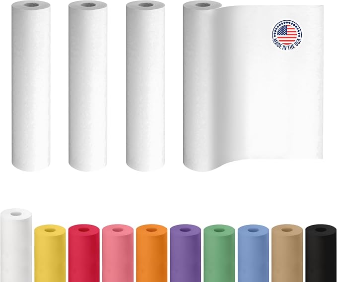 White Paper Roll 24" x 1200" (100 feet), Pack of 4 - USA-Made Quality White Kraft Paper 50lb Thickness for Packing, Shipping & Crafts/Arts - 100% Recyclable Natural Wrap Material by IDL Packaging by IDLPackaging