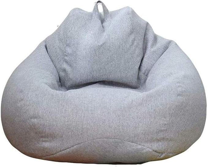 Stuffed Animal Storage Bean Bag Cover (No Filler) Extra Soft Beanbag Seat Chair Covers-Cotton Linen Memory Foam Beanbag Replacement Cover for Adults Children without Filling by ChenLee