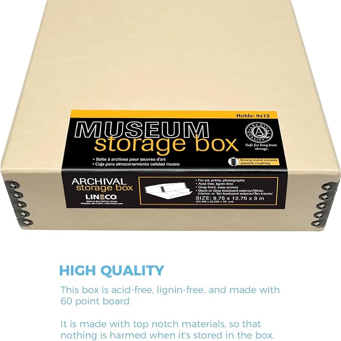 Lineco Drop Front Archival Storage Box, 9.75x12.75x3 in, Tan, 2 Pack | Acid-Free with Metal Edge, Preserves Picture Longevity, Organize Photos, Newspapers, Prints, Documents, Crafts, DIY - Image 5