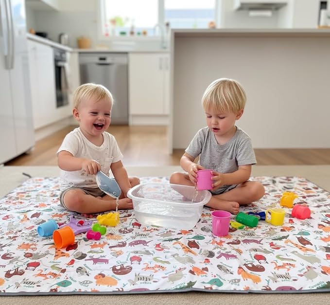 Waterproof High Chair Splat Mat – Machine Washable Floor & Table Protector for Baby Feeding, Art & Crafts, Outdoor Use (Zoo, 57x83 Inch) - Image 6