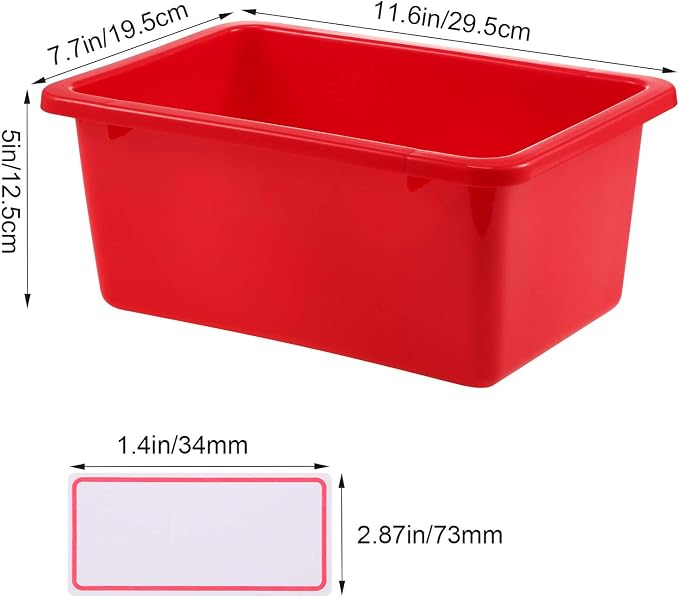 Zonon 12 Pcs Plastic Cubby Storage Bin Back to School Classroom Cubby Organization Storage Container with 1 Pack Self Adhesive Label for Office School Library(Mixed Colors,11.61 x 7.68 x 4.92) - Image 3