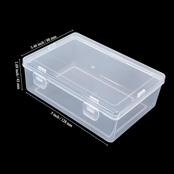 Rectangular Clear Plastic Storage Containers, 5x3.46x1.69in | 10 Pack, Hinged Lid, For Beads and Small Craft Items - Image 2