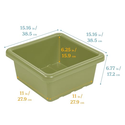 ECR4Kids Stackable Square Bins with Non-Snap Lids, Multipurpose Organization, Fern Green, 2-Pack - Image 2
