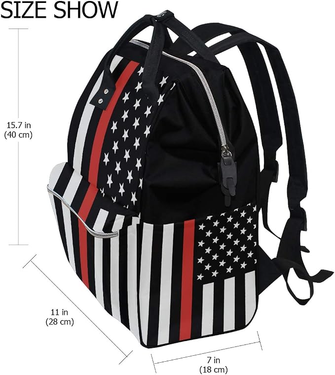 Large Capacity Baby Diaper Bag American Honoring Firefighter Flags Durable Multi Function Travel Backpack - Image 2