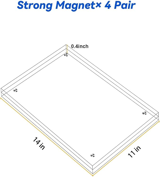 11x14 Acrylic Picture Frame,Clear Double Sided Magnetic Photo Frame | With Stand,Desktop Frameless Floating Frame for Artwork Poster Certificate Document,Perfect Decorate Birthday Wedding Party - Image 2