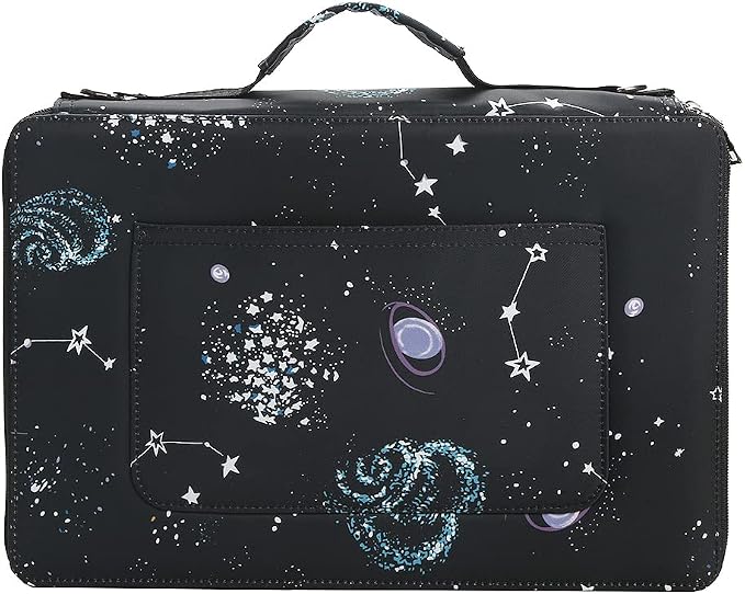 384 Slots Pencil Case, 4-Layer Organizer with Shoulder Strap | 4-layer twill oxford case with 384 elastic slots, carry handle, removable strap, and outer pocket for phone or keys. - Image 2