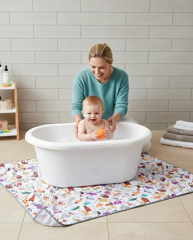 Waterproof High Chair Splat Mat – Machine Washable Floor & Table Protector for Baby Feeding, Art & Crafts, Outdoor Use (Zoo, 57x83 Inch) - Image 4