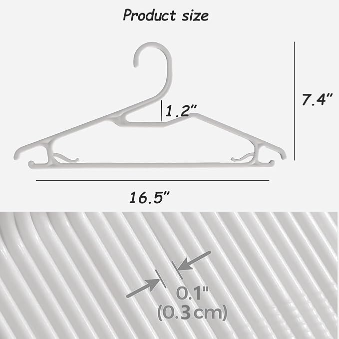 Clothes Hangers 16.5", Blouse Hanger with Z-Shape Opening, Short Neck Hangers for Closet, Coat Hanger for Adults Suit, Hoodies, Shirts, Jacket, Plastic Shirt Hangar for Men Grey, 20 Pack - Image 5