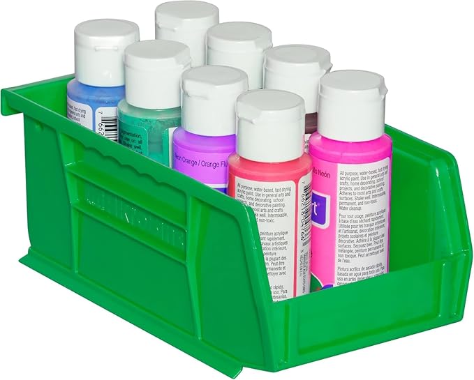 Akro-Mils 30220 AkroBins Plastic Storage Bins, 7"x4"x3", Green, 24-Pack | Space-Saving Stackable Bins for Garage, Pantry, Craft Organization - Image 9