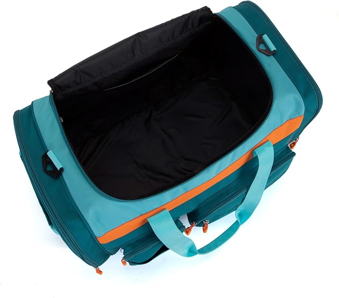 Large Kids Duffle Bag for Travel, Overnight or Weekend,Teal Blue | Roomy Size: 22.0"L x 12.0" H x 12.0"W, Made of Thick Polyester Fabric - Image 4