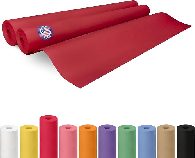 Red Kraft Paper Rolls 36" x 2160" (180 feet), Pack of 2 - USA-Made Craft Paper Roll 50lb Thickness for Art, Gift Wrapping & Moving - High-Density Roll for School by IDL Packaging by IDLPackaging
