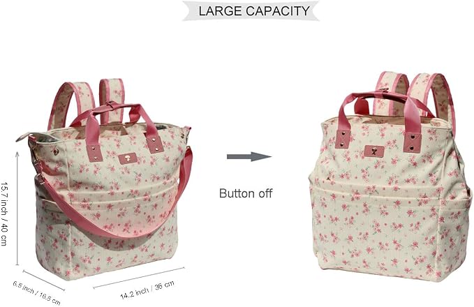 Diaper Tote Bag Totepack Backpack Crossbody Bag 3 in 1 for Women Laptop Backpack Multifunctional with Insulated Pockets - Image 2