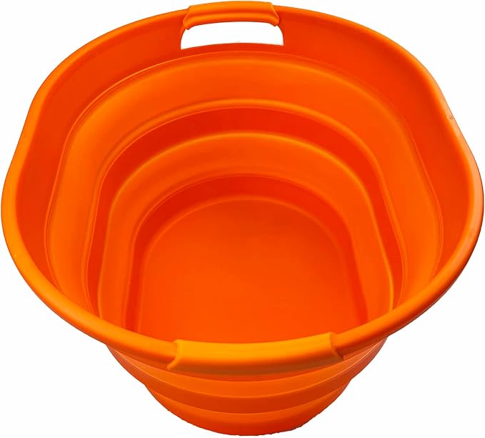 SAMMART 23L (6 Gallons) Collapsible Plastic Laundry Basket - Oval Tub/Basket - Foldable Storage Container/Organizer - Portable Washing Tub - Space Saving Laundry Hamper (Orange) - Image 6