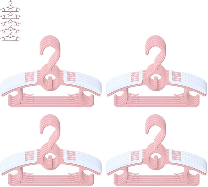 Baby Hangers,20 Pack Adjustable Kids Hangers Pink | Non-Slip Toddler Clothes Hangers 11-14" Space Saving Plastic Infant Hangers For Girl Boy Toddler Kids Child by Gencuoir