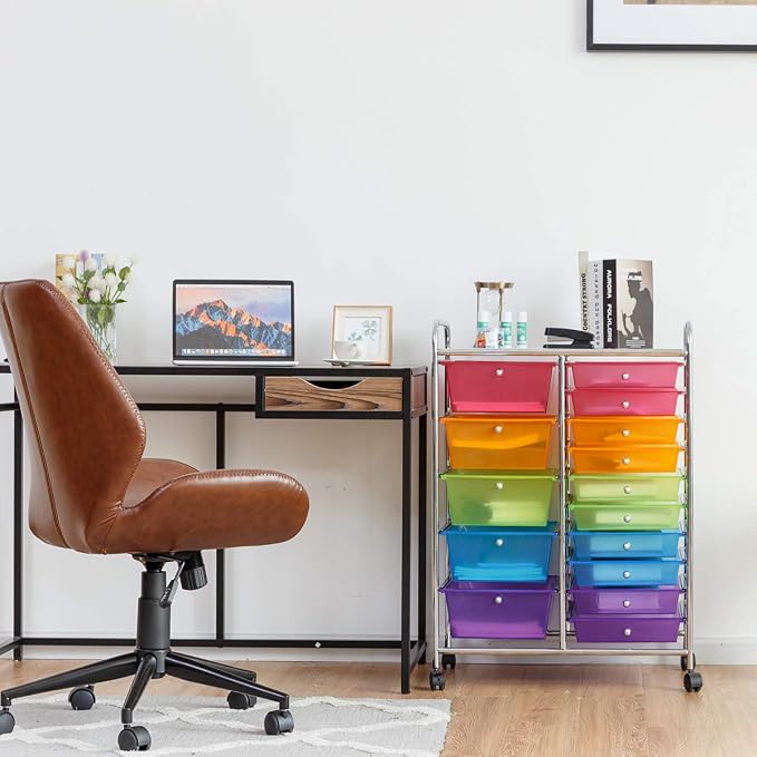 Giantex 15 Drawer Rolling Storage Cart Tools Scrapbook Paper Office School Organizer, Multicolor - Image 2