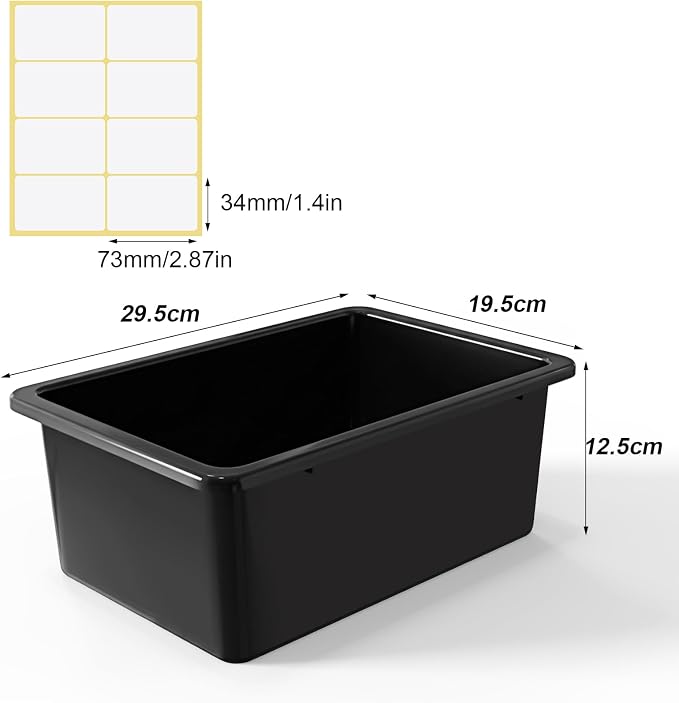 Outus 36 Pack Book Bins for Classroom Library Bulk Plastic Cubby Storage Bins Small Toy Organizer Containers with Self Adhesive Label for Kids Students Teachers School Office Home(Black) - Image 2