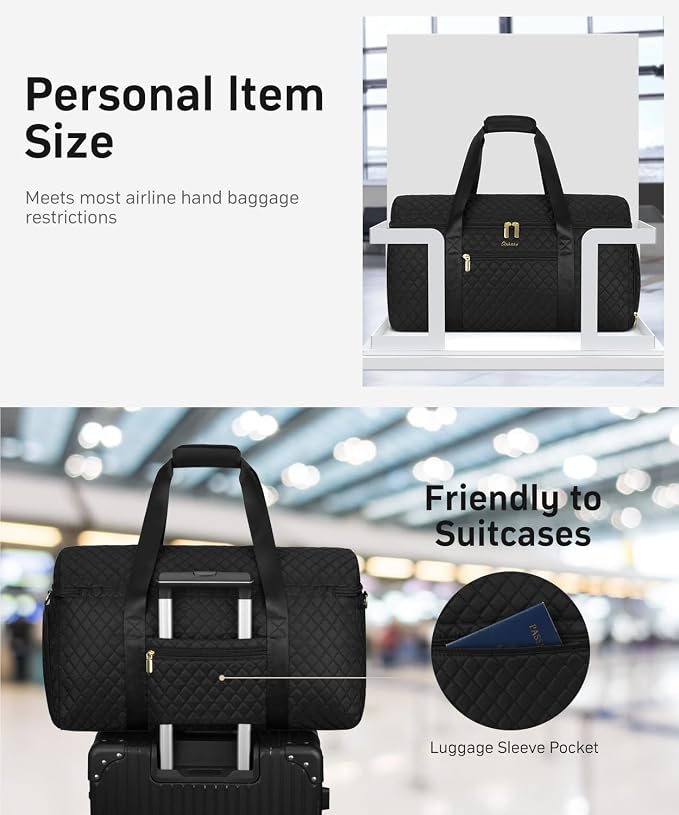 Travel Bags for Women Large weekender Duffle Bag with Shoe Compartment Wide Open Overnight Hospital Bag For Women Labor Delivery Carry on Bag Personal Item Travel Bag with Wet Pocket Black - Image 6