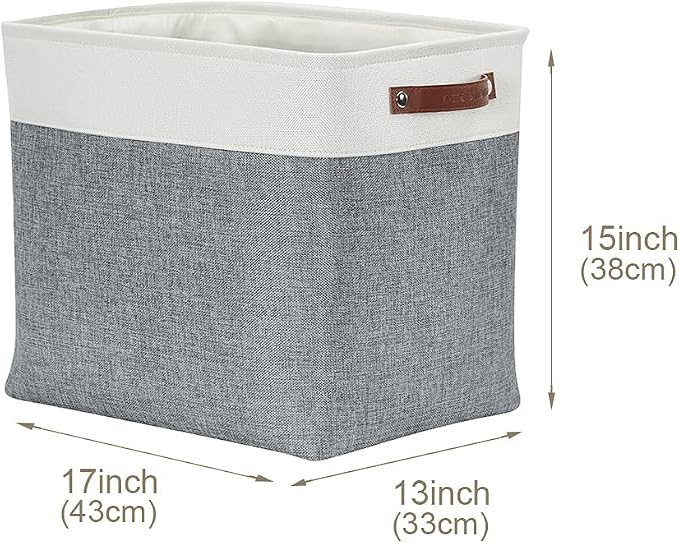 DECOMOMO Extra Large Storage Baskets, 54.5L Fabric Storage Bins 3 Pack | XXXL Storage Baskets for Shelves, Linen Closet Organizers (Slate Grey & White,17" x 13" x 15" ) - Image 7