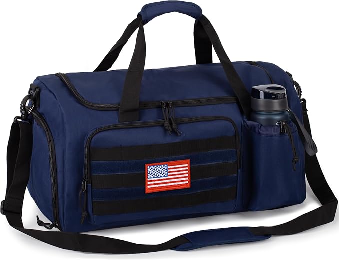 Tactical Gym Bag for Men, 40L Duffle Bag with Shoes Compartment for Travel | Water-Resistant Sports Weekender Bag with Adjustable Shoulder Strap Wet Pocket for Gym,Travel,Hiking,Camping Overnight Trips by ATRIPACK