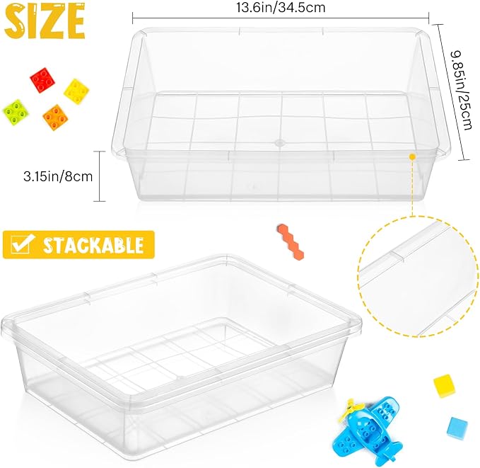36 Pcs Flat Storage Organizer Bins Letter Size Paper Tray Classroom Storage Plastic Art Trays Classroom Pencil Organizer Baskets for School Office Teacher Book Organization(Transparent) - Image 3