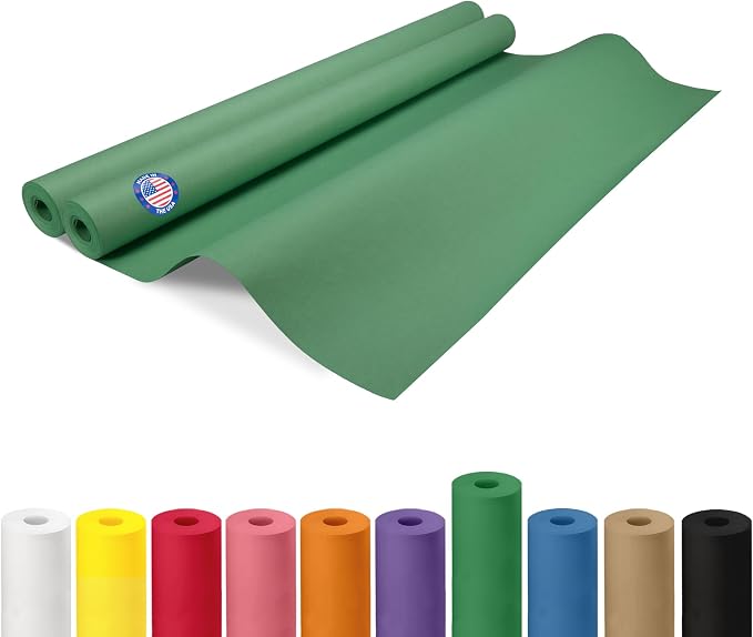 36" x 1200" (100 ft) Green Kraft Paper Rolls, Pack of 2 - USA-Made Quality Craft Paper for Gift Wrapping, Kids' Arts & Crafts, School Projects - 50 lb Natural Material by IDL Packaging by IDLPackaging