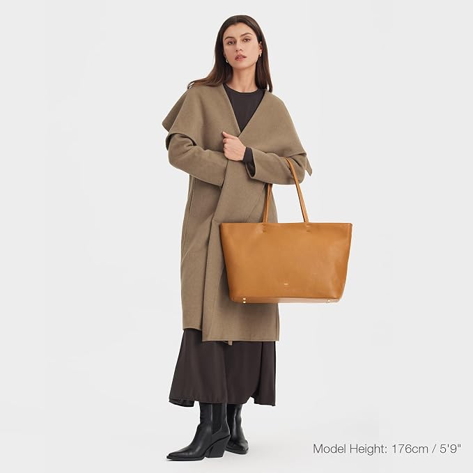 Kattee Genuine Leather Tote Bags for Women 2026, Soft Shoulder Purses and Handbags Zipper Totes Extra Large Travel Work - Image 2