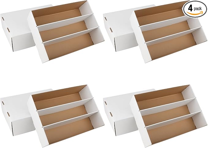 4 Pack Trading Card Storage Box, 2340 Count Card Storage Box White Sports Cards Storage Box Card Organizer Box Trading Card Box for Storing Protecting and Organizing Soccer Basketball Game Cards by HIMOMO